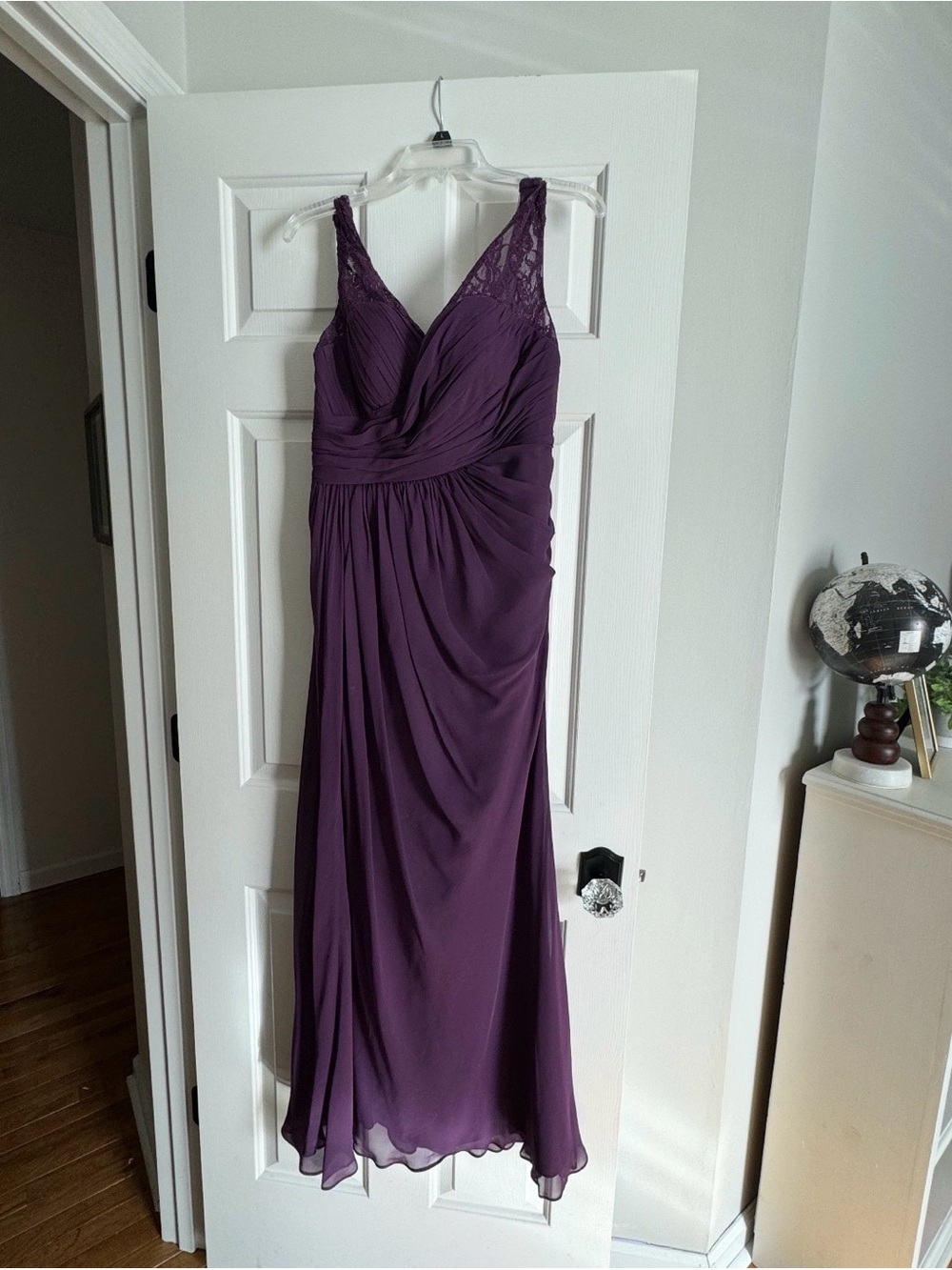 Elegant Purple Lace-Trim Evening Dress